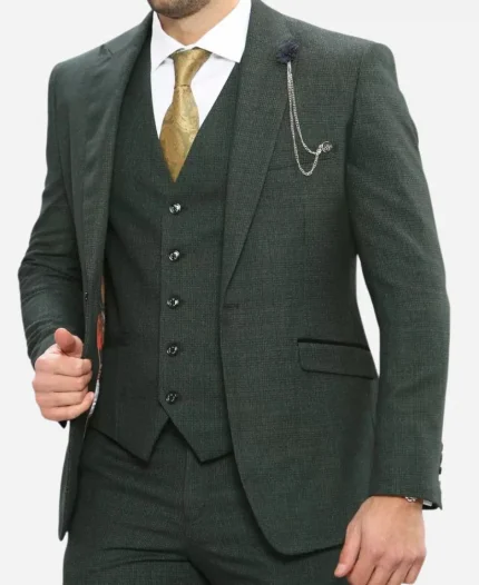 Men's Dark Green 3 Piece Prom Suit