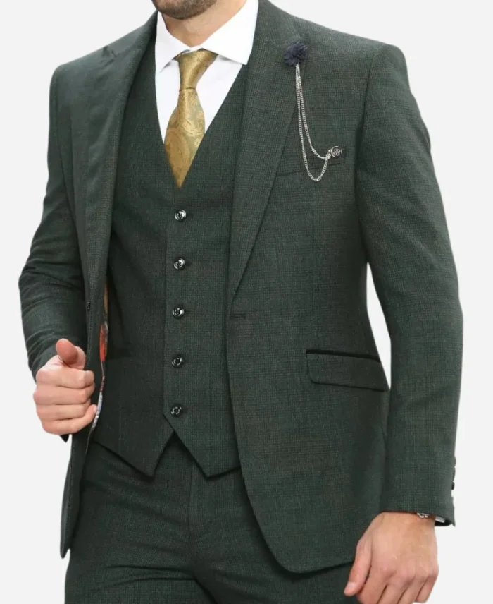 Men's Dark Green 3 Piece Prom Suit