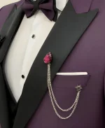 Men's Dark Purple Three Piece Tuxedo Suit
