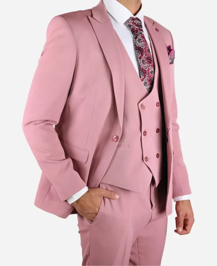 Men's Formal Pink Prom 3 Piece Suit