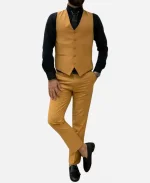Men's Mustard Peak Lapel Three Piece Suit