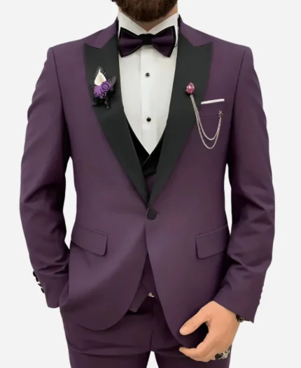 Men's Purple Three Piece Wedding Suit