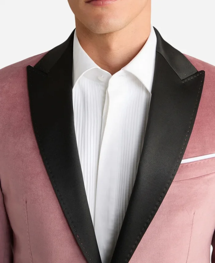 Men's Shawl Lapel Two Piece Pink and Black Tuxedo Suit For Sale