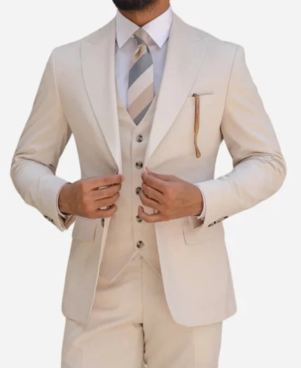 Men's Slim Fit Cream Suit