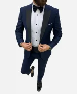 Men's Slim Fit Two Piece Navy Blue Wedding Tuxedo Suit For Sale