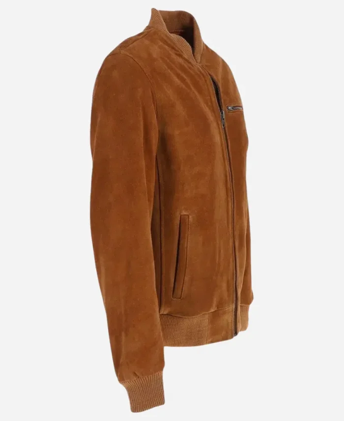 Mens Tan Brown Suede Leather Jacket