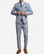 Men's Three Piece Aqua Blue Suit