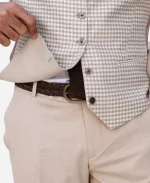Men's Three Piece Beige Modern Fit Wedding Suit For Sale
