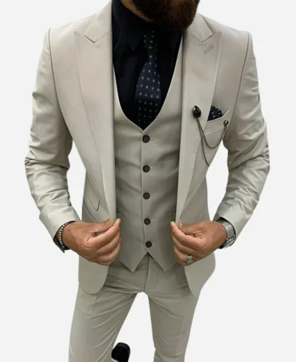 Men’s Three Piece Beige Suit