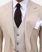 Men's Three Piece Beige Wedding Suit