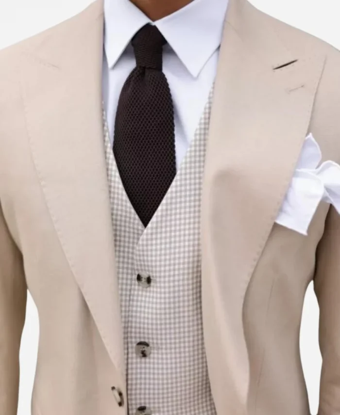 Men's Three Piece Beige Wedding Suit