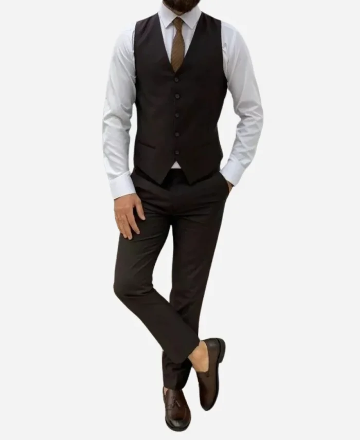 Men’s Three Piece Brown Tuxedo Wedding Suit