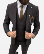 Men's Three Piece Brown Wedding Suit