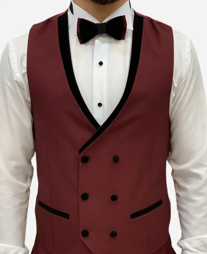 Men's Three Piece Burgundy Suit