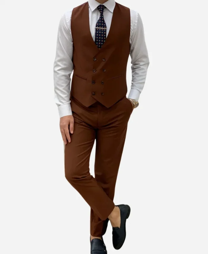 Men’s Three Piece Dark Brown Suit