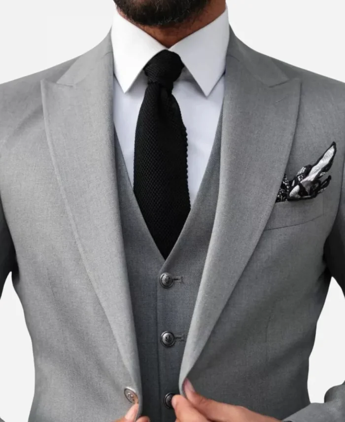 Men's Three Piece Formal Light Grey Suit