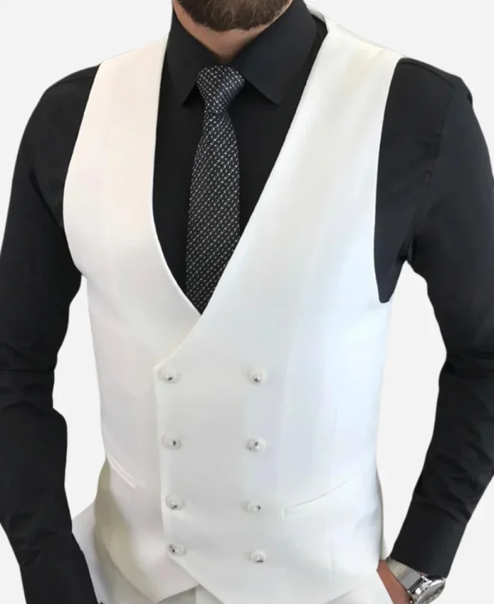 Men’s Three Piece Slim Fit White Wedding Tuxedo Suit For Sale