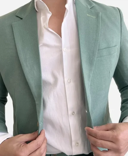 Men's Two Piece Sage Green Formal Suit For Sale