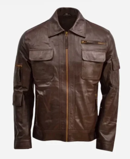 Men’s Waxed Brown Biker Leather Jacket