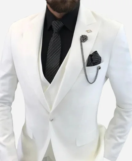 Men’s White 3 Piece Casual Suit
