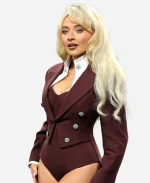 Met Gala 2025 Sabrina Carpenter Burgundy Tailcoat