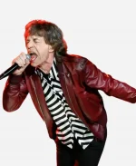 Mick Jagger Maroon Leather Jacket