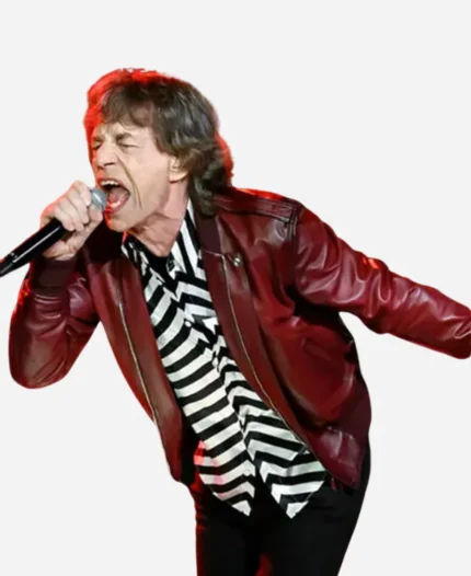 Mick Jagger Maroon Leather Jacket