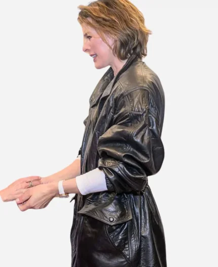 Milla Jovovich Movie In the Lost Lands 2025 Gray Alys Black Leather Jacket