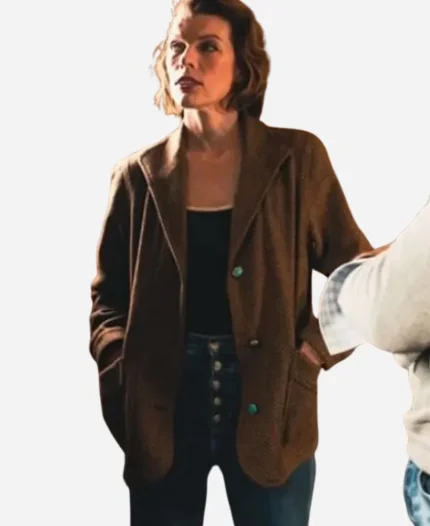 Milla Jovovich Movie In the Lost Lands 2025 Gray Alys Brown Blazer