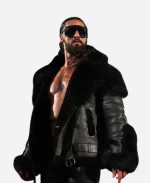 Monday Night RAW Seth Rollins Black Leather Fur Jacket