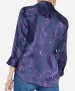 Morgan Radford NBC News Daily 2025 Purple Chain Print Shirt