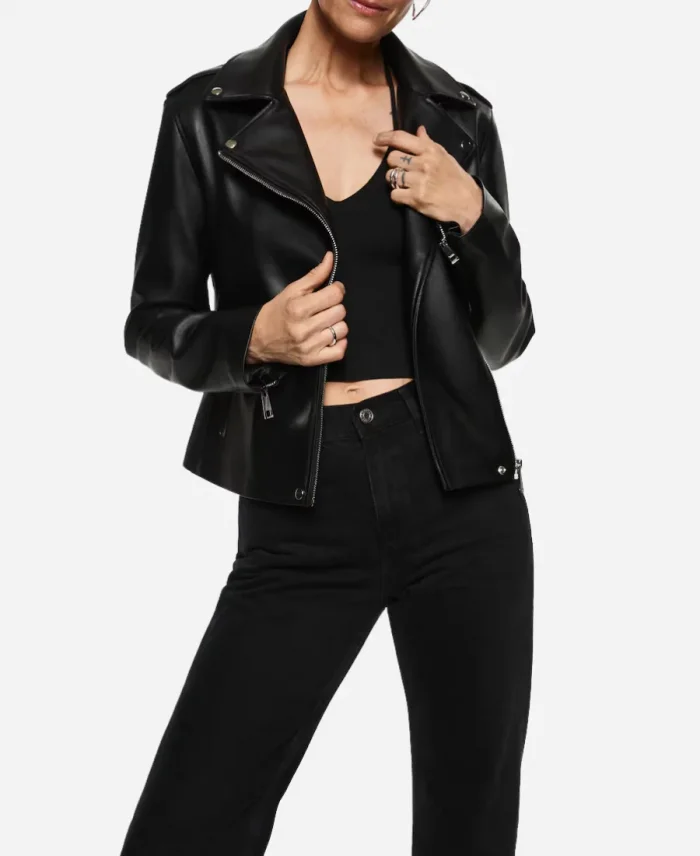 Movie Now You See Me Now You Don’t 2025 Rosamund Pike Black Biker Leather Jacket