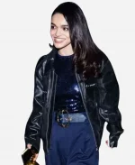 Movie Snow White 2025 Premiere Rachel Zegler Black Leather Jacket