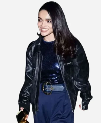 Movie Snow White 2025 Premiere Rachel Zegler Black Leather Jacket