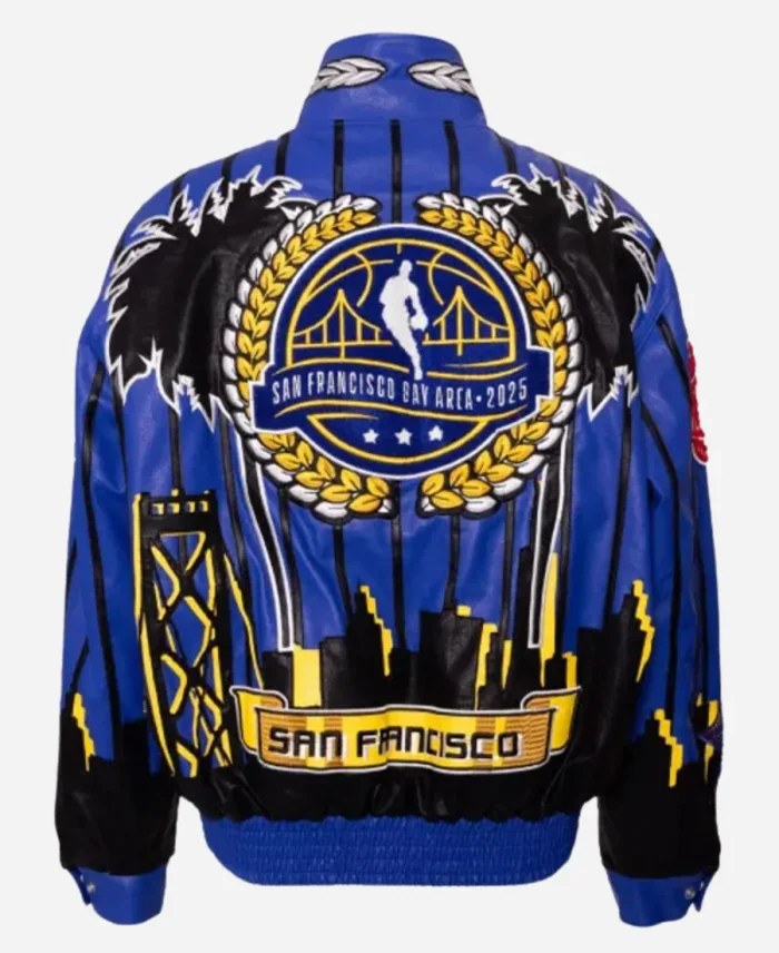 NBA 2025 All-Star San Francisco Bay Area Blue Leather Jacket For Unisex