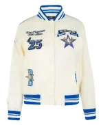 NBA All-Star Game 2025 Cream Varsity Bomber Jacket