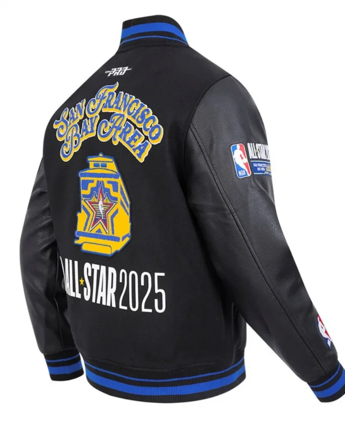 NBA All-Star Game 2025 San Francisco Bay Area Black Varsity Bomber Jacket