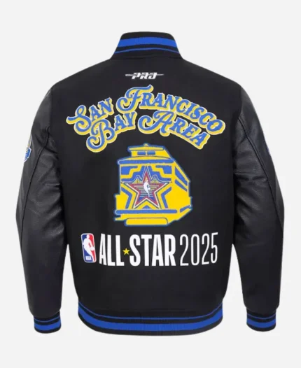 NBA All-Star Game 2025 San Francisco Bay Area Black Wool Varsity Bomber Jacket For Unisex