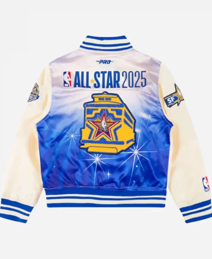 NBA All-Star Game 2025 Youth Cream Varsity Bomber Jacket