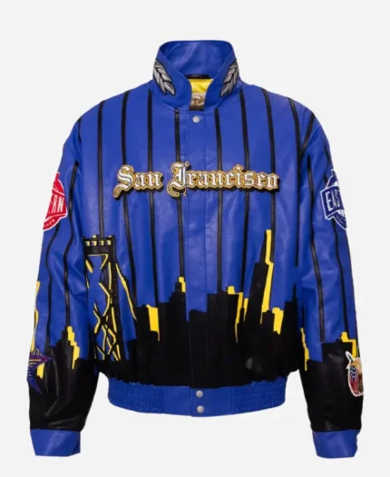NBA All-Star San Francisco Bay Area Blue Leather Jacket