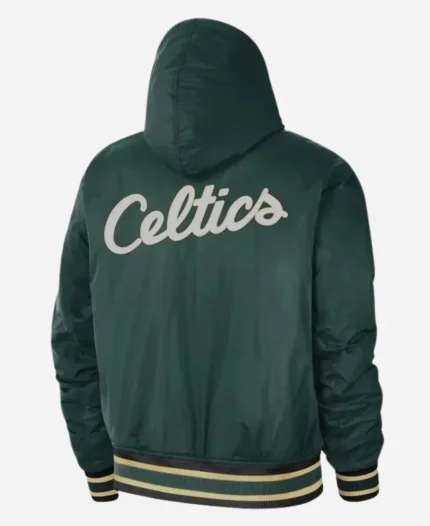 NBA Boston Celtics Courtside Green Hooded Bomber Jacket
