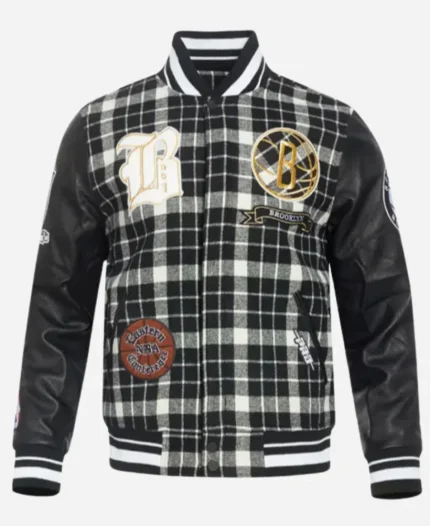 NBA Brooklyn Nets Prep Plaid Wool Varsity Jacket