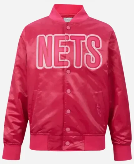 NBA Brooklyn Nets Triple Pink Bomber Jacket