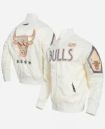 NBA Chicago Bulls 2025 Cream Satin Bomber Jacket