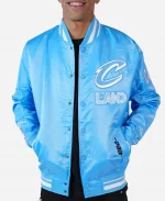 NBA Cleveland Cavaliers 2025 Blue Satin Bomber Jacket
