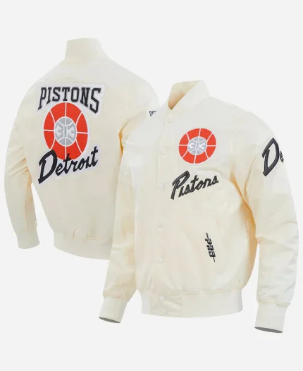 NBA Detroit Pistons 2025 City Edition Satin Cream Jacket