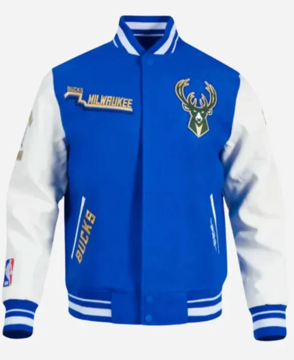 NBA Milwaukee Bucks 2025 Blue Wool Varsity Jacket