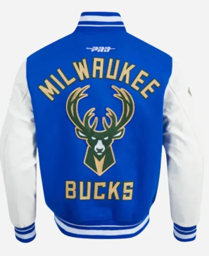 NBA Milwaukee Bucks 2025 City Edition Blue Wool Varsity Bomber Jacket
