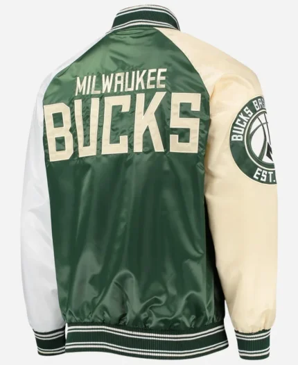 NBA Milwaukee Bucks Starter Green And Cream Hooded Jacket