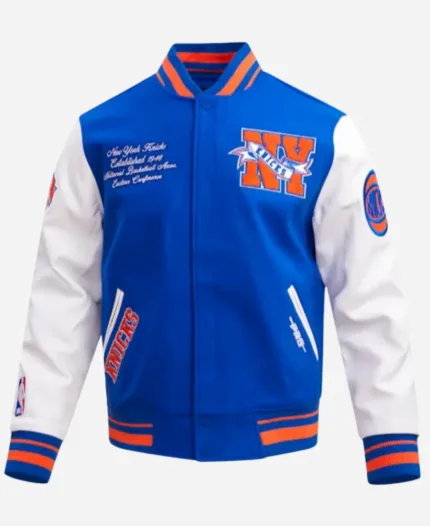 NBA New York Knicks Blue Wool Varsity Jacket